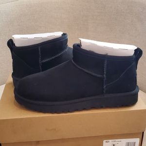 New UGG Women's Classic Ultra Mini Boots Black Suede